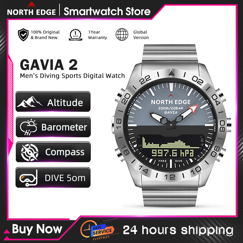 NORTH EDGE Mens Dive Watch Mil - Smartwatch Watches For Men Digital recension och pris
