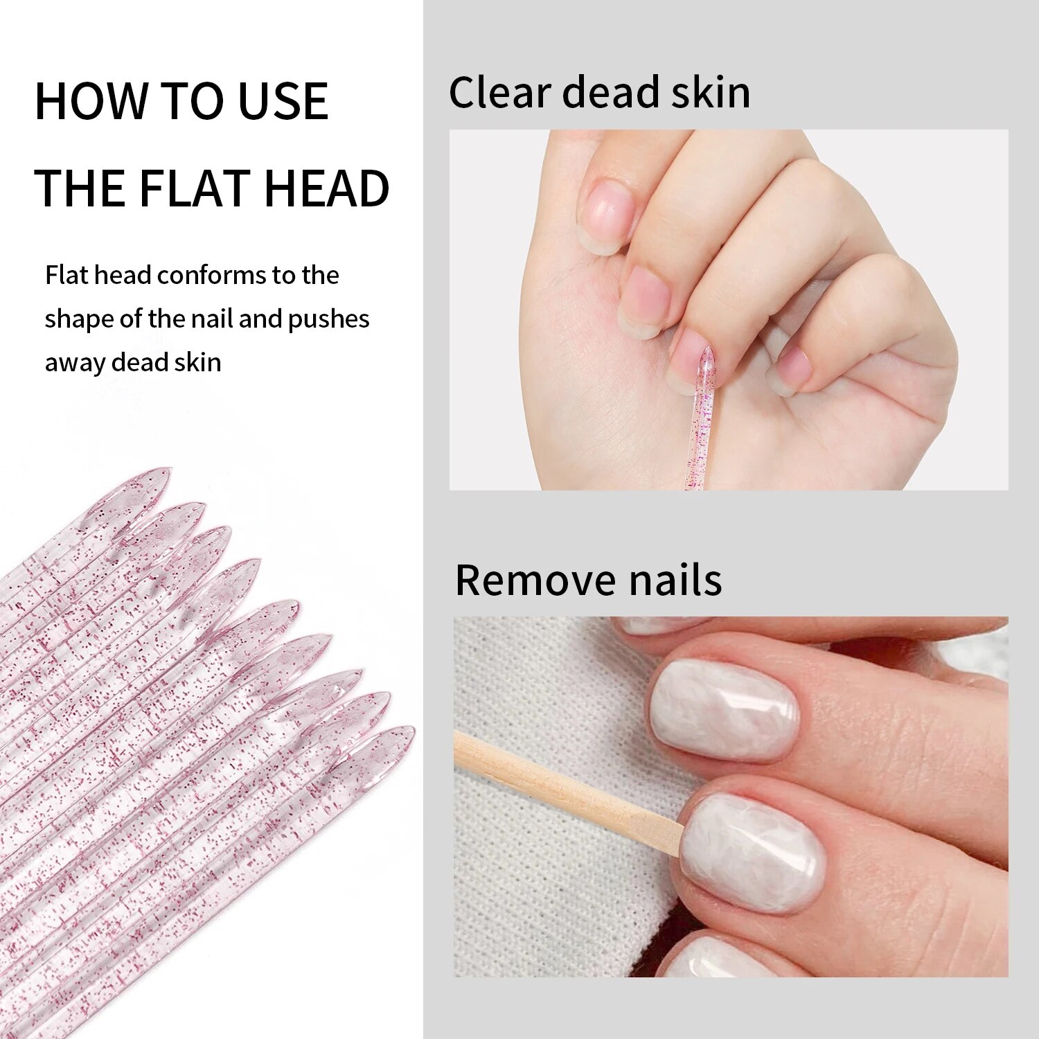 50 Pcs Nail Cuticle Pusher Cry - Crystal Press Tool recension och pris