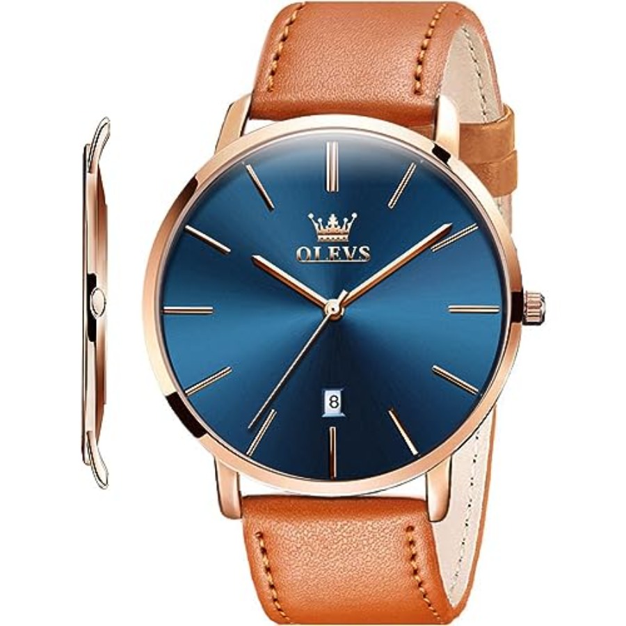 OLEVS Men Leather Watches Blac - Smartwatch Watches For Men Digital recension och pris